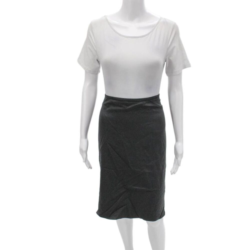 Armani Collezioni Women Straight Pencil Skirt Gray Virgin Wool Size 50